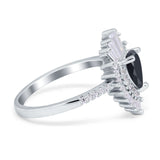 Pear Engagement Ring Baguette Simulated Cubic Zirconia 925 Sterling Silver