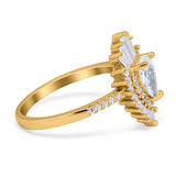 Pear Engagement Ring Baguette Simulated Cubic Zirconia 925 Sterling Silver