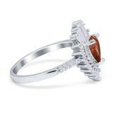 Pear Engagement Ring Baguette Simulated Cubic Zirconia 925 Sterling Silver