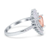 Pear Engagement Ring Baguette Simulated Cubic Zirconia 925 Sterling Silver