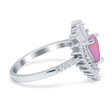 Pear Engagement Ring Baguette Simulated Cubic Zirconia 925 Sterling Silver