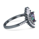 Pear Engagement Ring Baguette Simulated Cubic Zirconia 925 Sterling Silver
