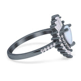 Pear Engagement Ring Baguette Simulated Cubic Zirconia 925 Sterling Silver