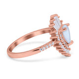 Pear Engagement Ring Baguette Simulated Cubic Zirconia 925 Sterling Silver