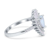 Pear Engagement Ring Baguette Simulated Cubic Zirconia 925 Sterling Silver