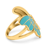 Beautiful Butterfly Ring Solitaire Simulated Turquoise 925 Sterling Silver
