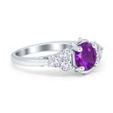Filigree Wedding Ring Round Simulated Cubic Zirconia 925 Sterling Silver