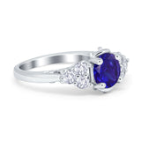 Filigree Wedding Ring Round Simulated Cubic Zirconia 925 Sterling Silver