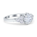 Filigree Wedding Ring Round Simulated Cubic Zirconia 925 Sterling Silver