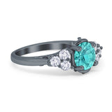 Filigree Wedding Ring Round Simulated Cubic Zirconia 925 Sterling Silver