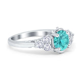 Filigree Wedding Ring Round Simulated Cubic Zirconia 925 Sterling Silver