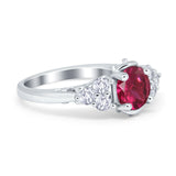 Filigree Wedding Ring Round Simulated Cubic Zirconia 925 Sterling Silver