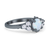 Filigree Wedding Ring Round Simulated Cubic Zirconia 925 Sterling Silver