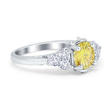 Filigree Wedding Ring Round Simulated Cubic Zirconia 925 Sterling Silver