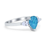 Three Stone Teardrop Engagement Ring Simulated Cubic Zirconia 925 Sterling Silver