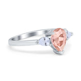 Three Stone Teardrop Engagement Ring Simulated Cubic Zirconia 925 Sterling Silver