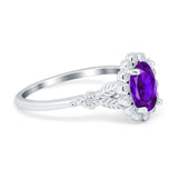 Vintage Oval Engagement Ring Simulated Cubic Zirconia 925 Sterling Silver