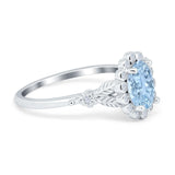 Vintage Oval Engagement Ring Simulated Cubic Zirconia 925 Sterling Silver