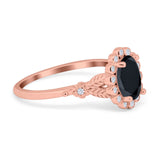 Vintage Oval Engagement Ring Simulated Cubic Zirconia 925 Sterling Silver
