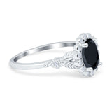 Vintage Oval Engagement Ring Simulated Cubic Zirconia 925 Sterling Silver