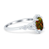 Vintage Oval Engagement Ring Simulated Cubic Zirconia 925 Sterling Silver
