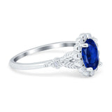 Vintage Oval Engagement Ring Simulated Cubic Zirconia 925 Sterling Silver