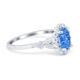 Vintage Oval Engagement Ring Simulated Cubic Zirconia 925 Sterling Silver