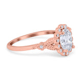 Vintage Oval Engagement Ring Simulated Cubic Zirconia 925 Sterling Silver