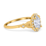 Vintage Oval Engagement Ring Simulated Cubic Zirconia 925 Sterling Silver