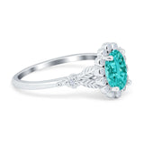 Vintage Oval Engagement Ring Simulated Cubic Zirconia 925 Sterling Silver