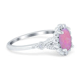Vintage Oval Engagement Ring Simulated Cubic Zirconia 925 Sterling Silver