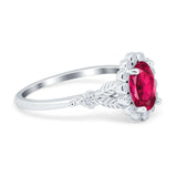 Vintage Oval Engagement Ring Simulated Cubic Zirconia 925 Sterling Silver