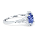 Vintage Oval Engagement Ring Simulated Cubic Zirconia 925 Sterling Silver