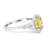 Vintage Oval Engagement Ring Simulated Cubic Zirconia 925 Sterling Silver