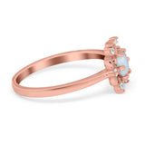 Halo Floral Engagement Ring Round Simulated Cubic Zirconia 925 Sterling Silver