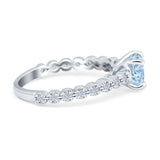 Solitaire Accent Wedding Ring Round Simulated Cubic Zirconia 925 Sterling Silver