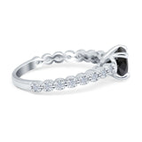 Solitaire Accent Wedding Ring Round Simulated Cubic Zirconia 925 Sterling Silver