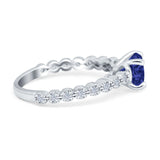 Solitaire Accent Wedding Ring Round Simulated Cubic Zirconia 925 Sterling Silver