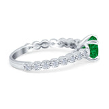 Solitaire Accent Wedding Ring Round Simulated Cubic Zirconia 925 Sterling Silver
