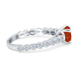 Solitaire Accent Wedding Ring Round Simulated Cubic Zirconia 925 Sterling Silver