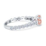 Solitaire Accent Wedding Ring Round Simulated Cubic Zirconia 925 Sterling Silver