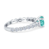 Solitaire Accent Wedding Ring Round Simulated Cubic Zirconia 925 Sterling Silver