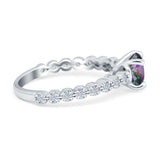 Solitaire Accent Wedding Ring Round Simulated Cubic Zirconia 925 Sterling Silver