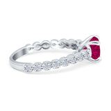 Solitaire Accent Wedding Ring Round Simulated Cubic Zirconia 925 Sterling Silver