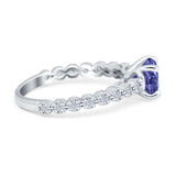 Solitaire Accent Wedding Ring Round Simulated Cubic Zirconia 925 Sterling Silver
