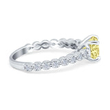 Solitaire Accent Wedding Ring Round Simulated Cubic Zirconia 925 Sterling Silver
