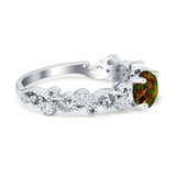 Filigree Art Deco Wedding Ring Round Simulated Cubic Zirconia 925 Sterling Silver