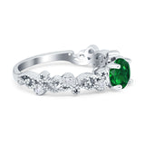 Filigree Art Deco Wedding Ring Round Simulated Cubic Zirconia 925 Sterling Silver