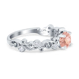 Filigree Art Deco Wedding Ring Round Simulated Cubic Zirconia 925 Sterling Silver
