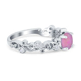 Filigree Art Deco Wedding Ring Round Simulated Cubic Zirconia 925 Sterling Silver